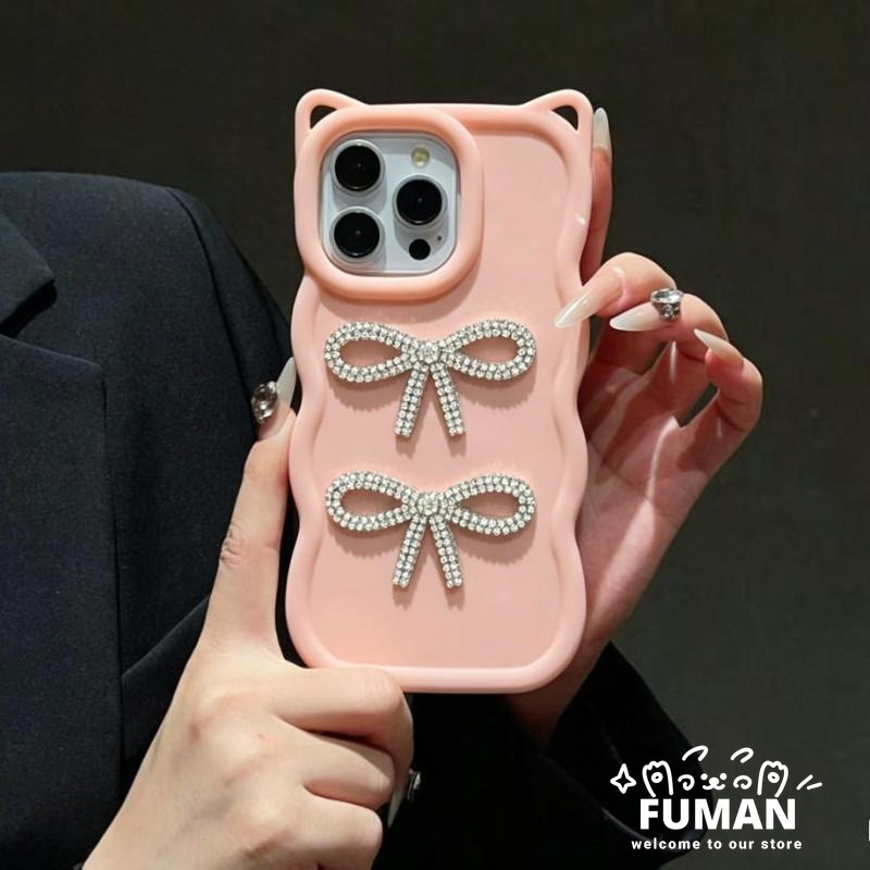 หรูหราเงาเพชรโบว์ 3D คลื่นเคสโทรศัพท์สําหรับ Vivo T4X T4 T3X T3 Lite T2X T2 Pro Y95 Y93 Y91 Y91C Y12
