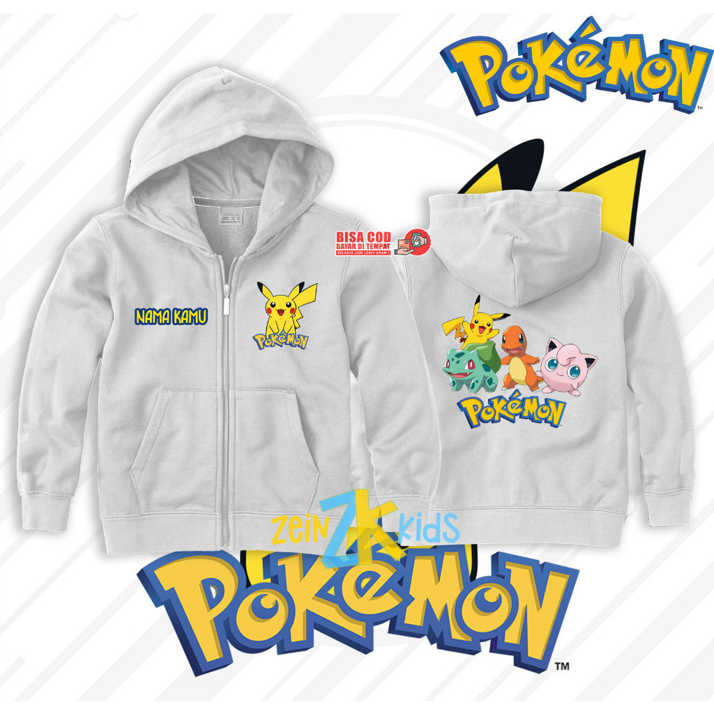 🤣 【🧸Kids Hoodie】 Pokemon Pikachu Kids Zipper Hoodie / Pokemon Pikachu Kids Sweater