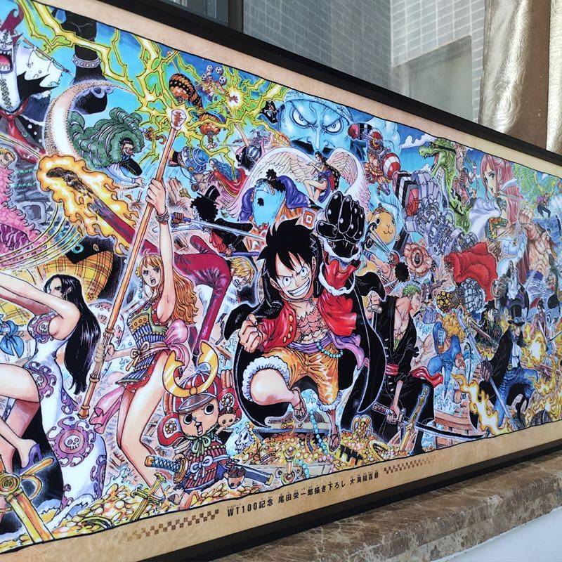 โปสเตอร์ครอบครัวเรื่อง One Piece ตกแต่งห้องนั่งเล่น ห้องเกมอีสปอร์ต และภาพแปะติดที่เตียง