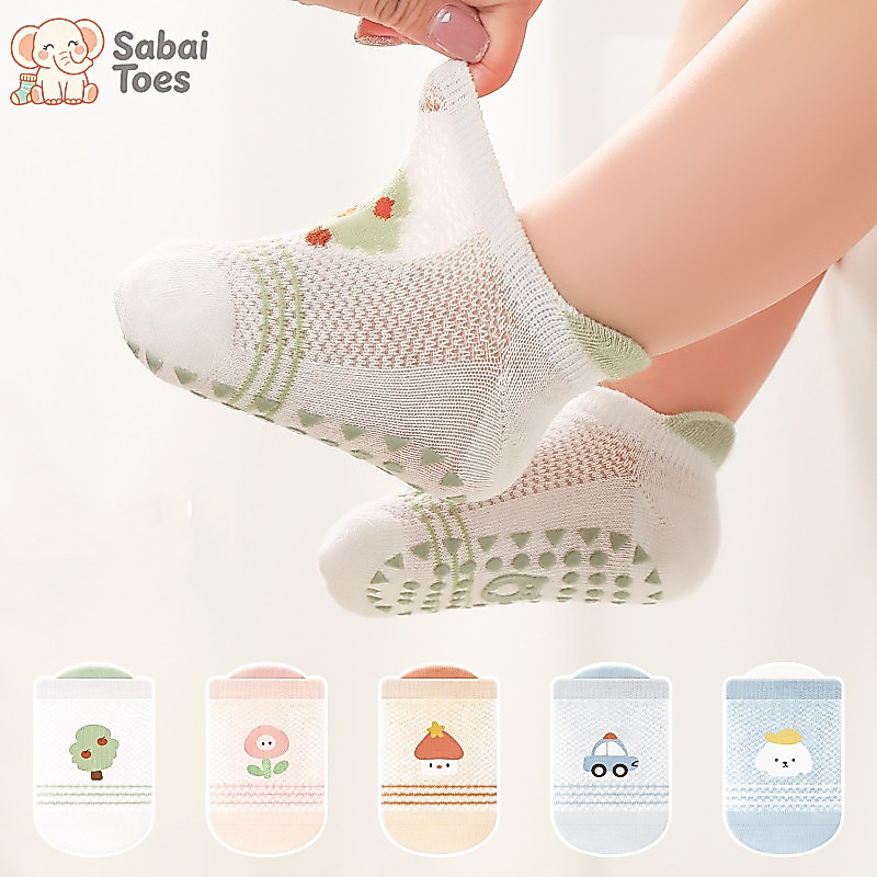 Sabai Toes ถุงเท้าสำหรับเด็กเล็กขณะคลาน ถุงเท้ากันลื่น ถุงเท้าใส่พื้นน่ารัก เหมาะสำหรับใส่ในบ้าน น่ารักและใส่สบาย