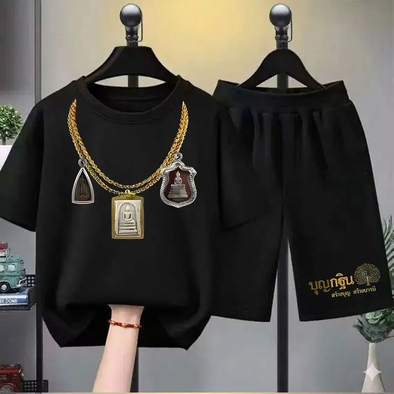 COD Children's T-shirt พระเครื่อง 2026เสื้อยืดเด็ก คอตตอน ชุดสูทเด็กผู้ชาย ชุดลำลอง 2 ชิ้น แฟชั่น สำหรับเด็กชายตัวเล็ก ๆ
