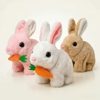 พร้อมส่ง ตุ๊กตากระต่ายไฟฟ้า เดินได้ มีเสียง ส่ายหาง ของเล่นเด็ก ตุ๊กตานุ่ม ของขวัญเด็ก กระต่ายน่ารัก