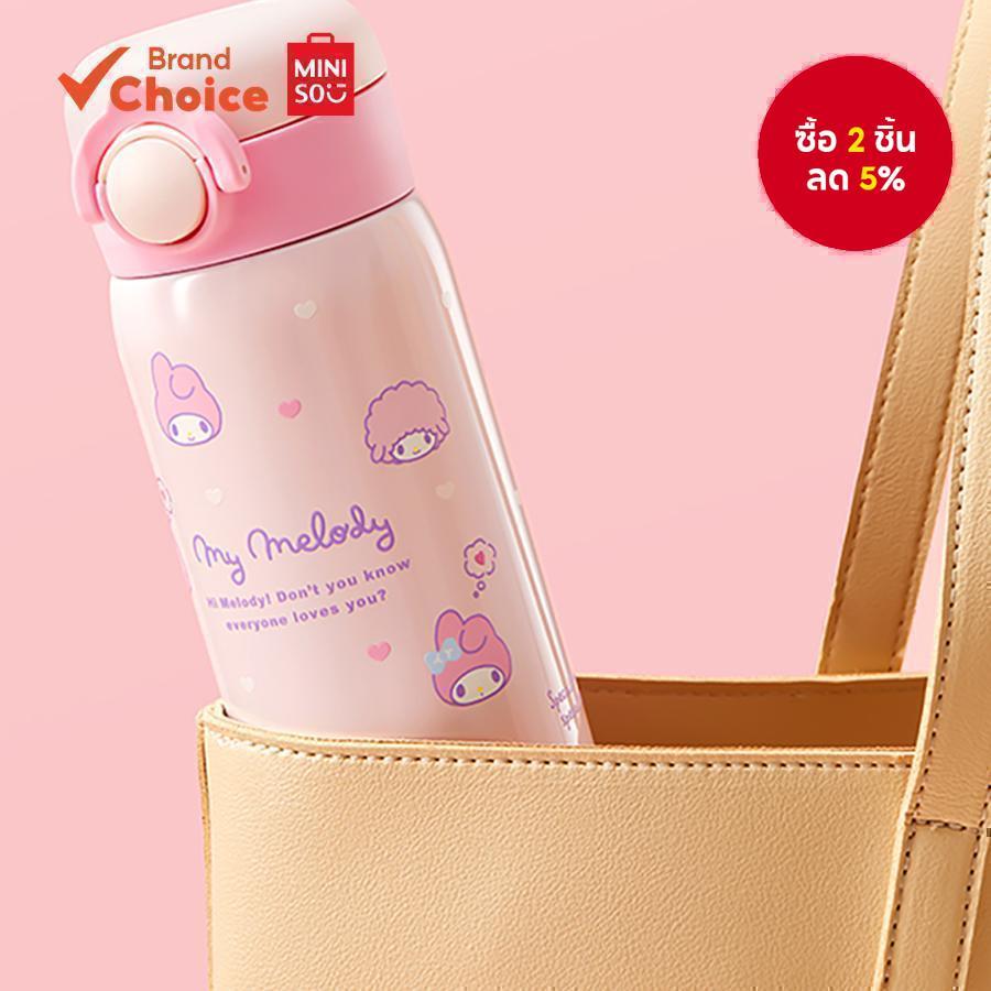 MINISO  ซีรีส์ซานริโอ - แก้วเก็บอุณหภูมิมายเมโลดี้สุดน่ารัก สแตนเลส 316 ฝาเปิด-ปิดแบบพลิก ขนาด 500 มล. สีชมพู ขนาด 8.1 ซม. × 7 ซม. × 22.5 ซม.