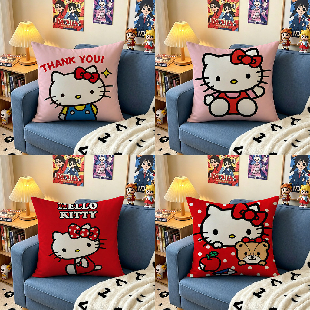 Hello Kitty Cuddly หมอนการ์ตูนสีชมพูแมวสาวหัวใจห้องนั่งเล่นโซฟาหมอน Cushio