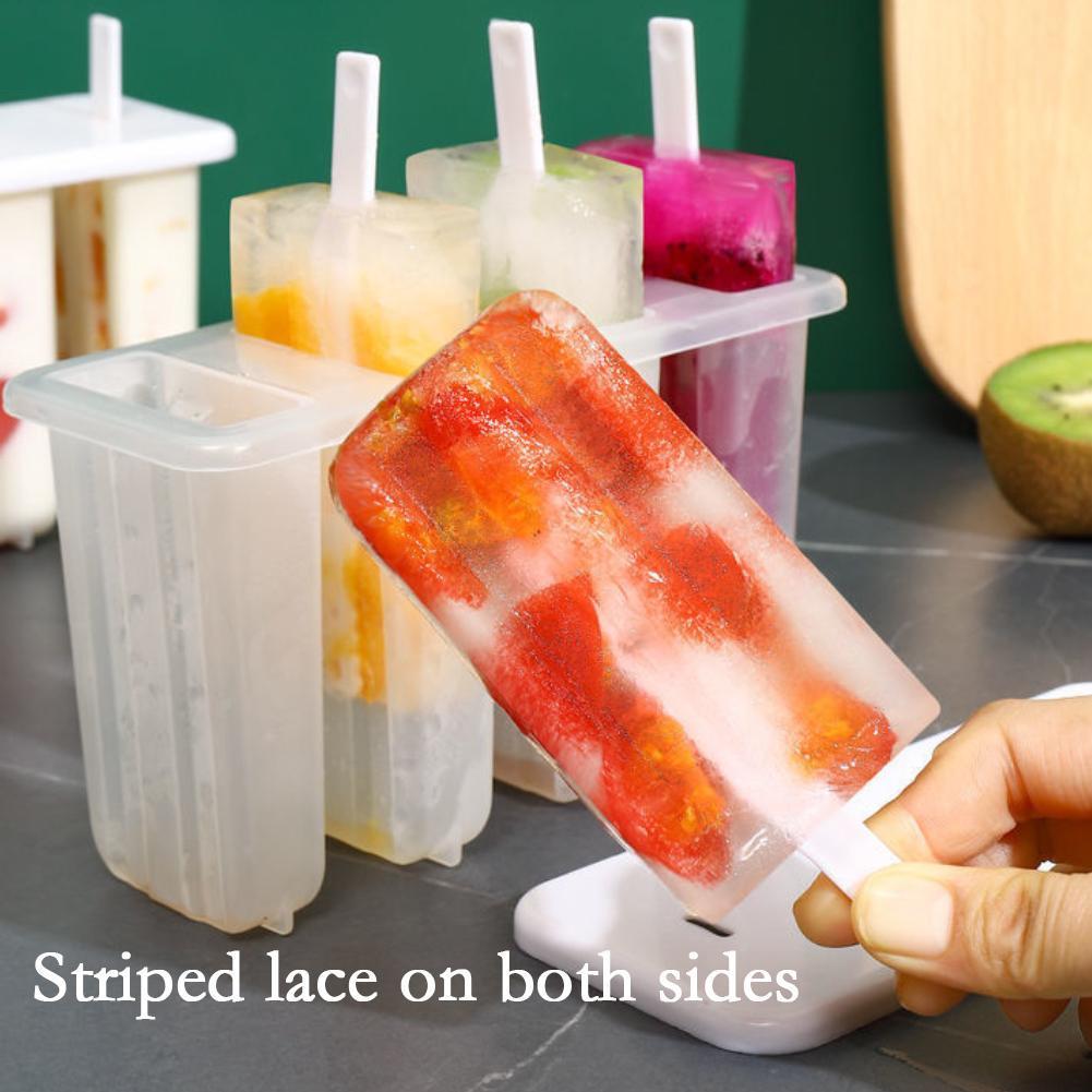 4 เซลล์เครื่องทําไอศกรีม Popsicle แม่พิมพ์ Diy โฮมเมด Ice-lolly ICE Mould เด็กถาดน้ําแข็ง H9d2