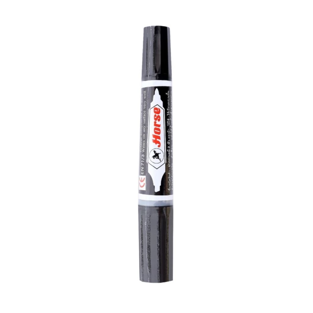 ตราม้า ปากกาเคมีดำ Horse Black 2Tip Permanent 1Pcs.