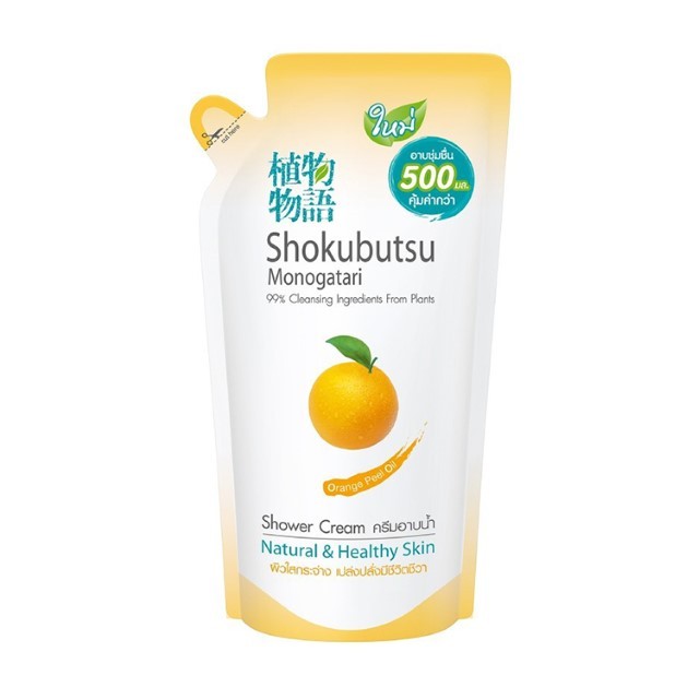 โชกุบุสซึ โมโนกาตาริ ครีมอาบน้ำส้มยูซุชนิดเติม Shokubutsu Yuzu Shower Cream Refill 400ml.