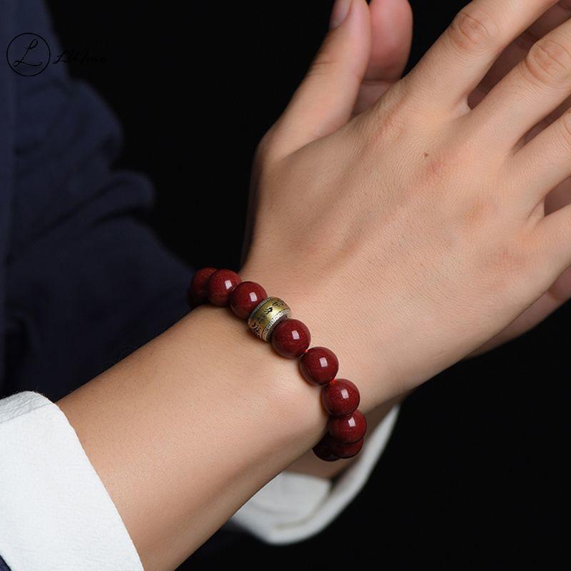 LUImo ธรรมชาติแร่ Cinnabar สร้อยข้อมือ Guardian Amulet สร้อยข้อมือ Origal หินคริสตัลทรายสิบสองราศีใหม่