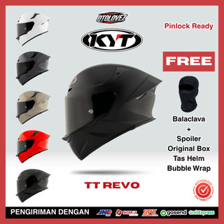 Helm KYT TT Revo Solid Full Face Original - Bonus Balaclava - SNI ECE Pinlock Ready Glasses Fit - Racing Aerodynamic