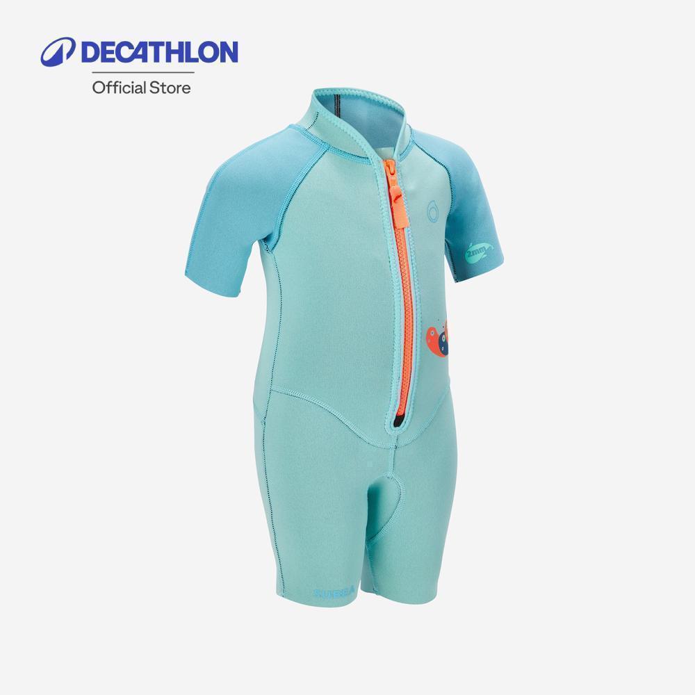 Decathlon Kids Shorty 2 Mm Neoprene Turquoise ชุดดำน้ำด้วยท่อหายใจขาสั้น 1.5 มม. สำหรับเด็กรุ่น S 100 - Turquoise