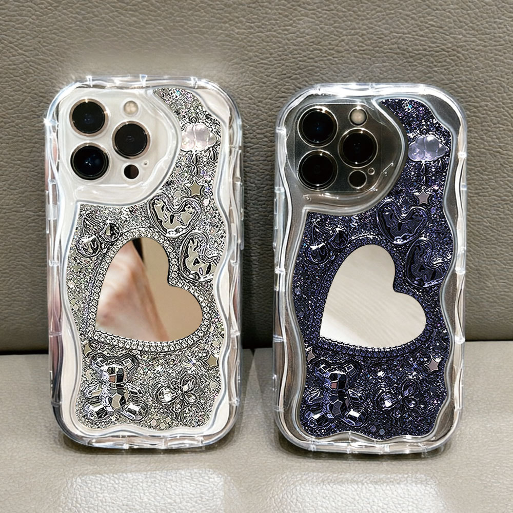 หัวใจของ Sparkle Case Curly Wavy กันชน Scratch Resistance Shell Oppo A6 4G A5 A5X 5G A6 Pro A5 Pro A