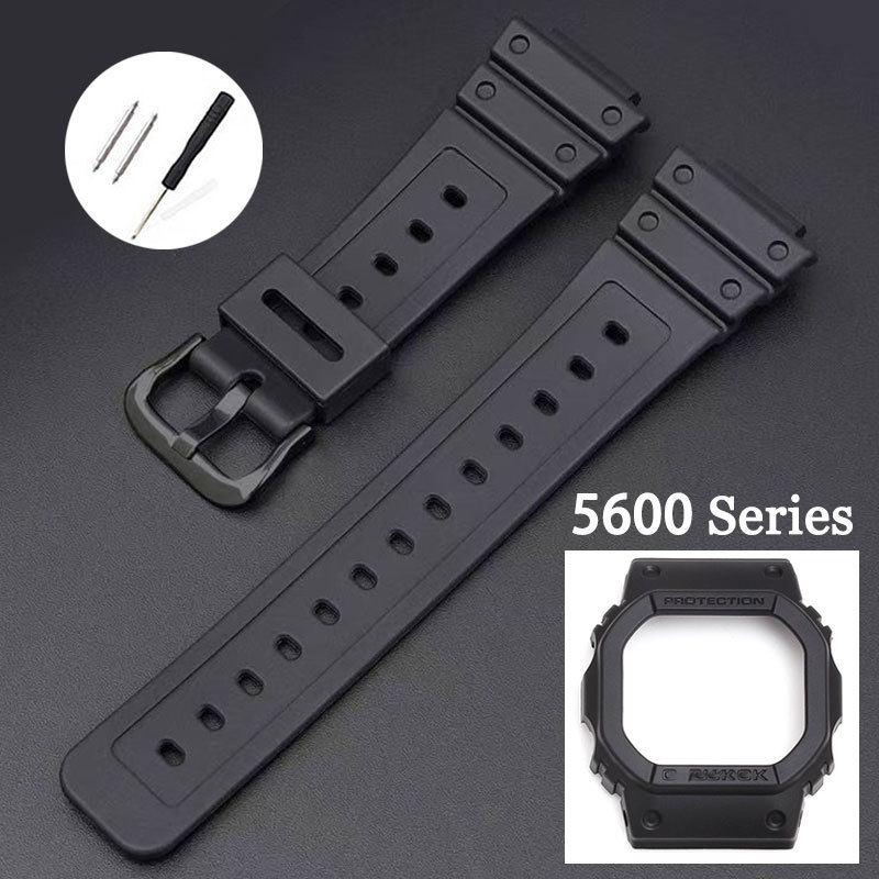 สายนาฬิกาซิลิโคนสําหรับ Casio G-Shock 5600 DW-5610 GW-B5600 GWX-5600 DW-5735 พร้อมโลโก้ Bezel