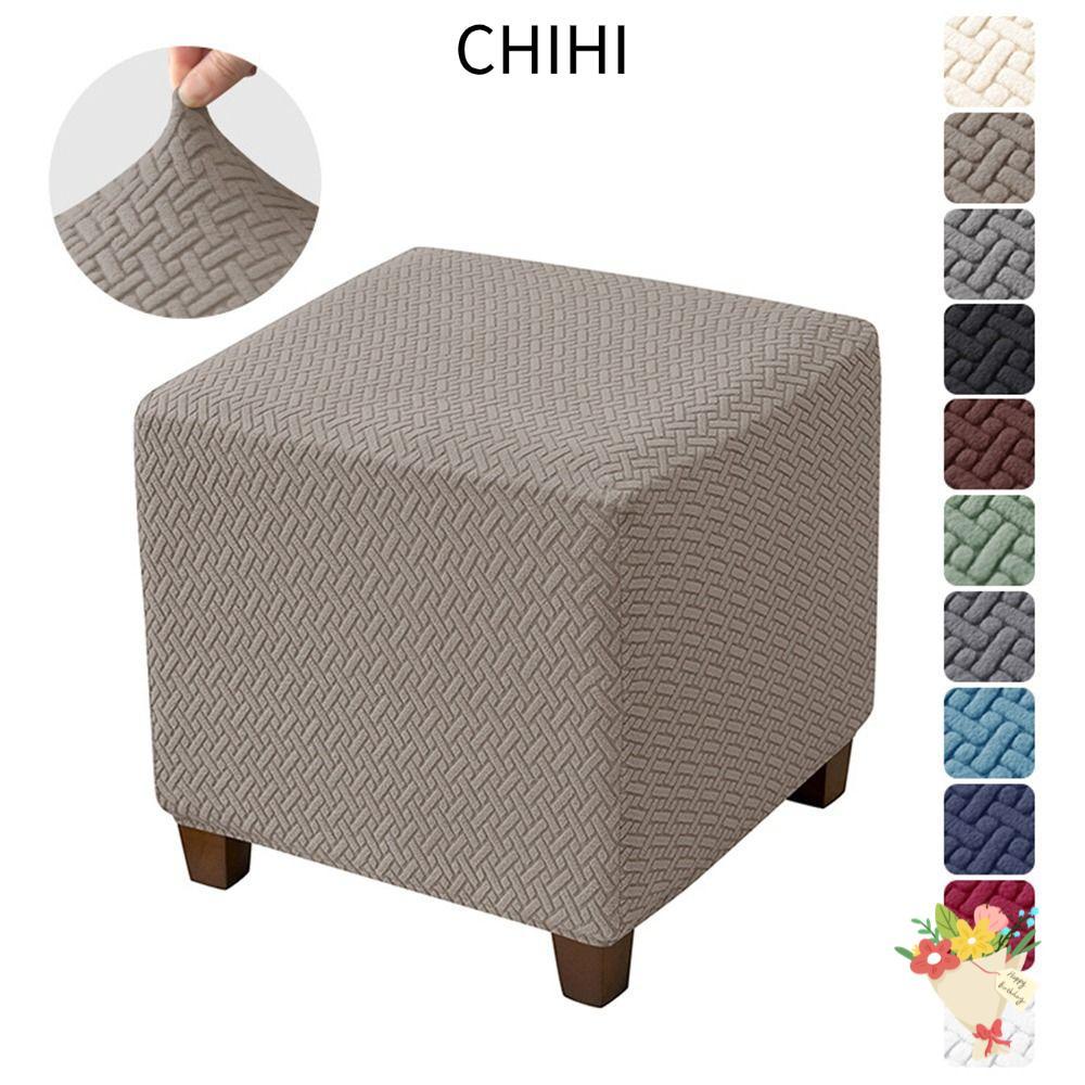 CHHI Jacquard Ottoman Cover, T-Shape Elastic Square Stool Cover,กํามะหยี่สีทึบนุ่มสตูลวางเท้าตกแต่งบ