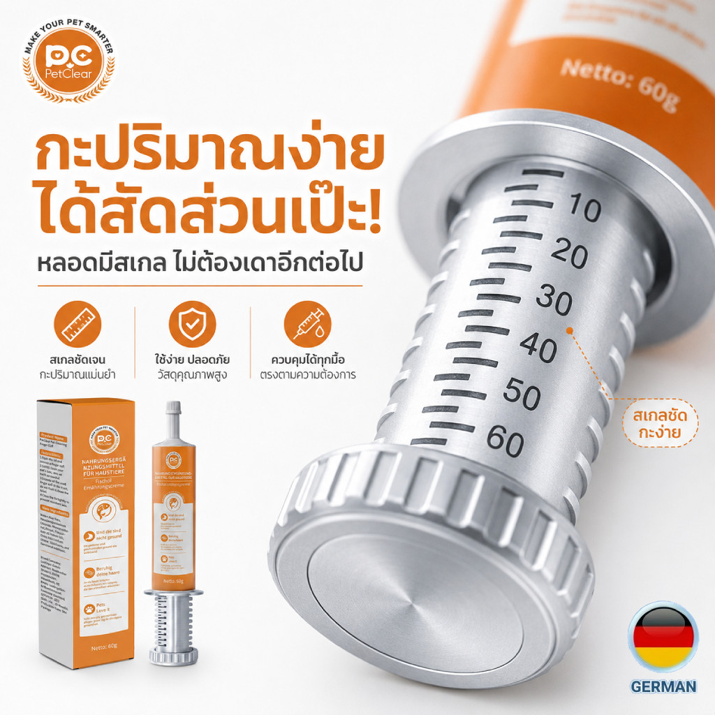 เจลบำรุงขนสัตว์เลี้ยง โอเมก้า 3 Fish Oil + Vitamin สำหรับสุนัขและแมว 60g