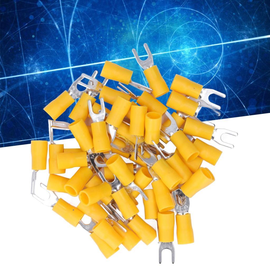Ufriend U ประเภทขั้วต่อสายไฟ 50 ชิ้น 12-10AWG ขั้วส้อม Assortment สําหรับโครงการไฟฟ้า