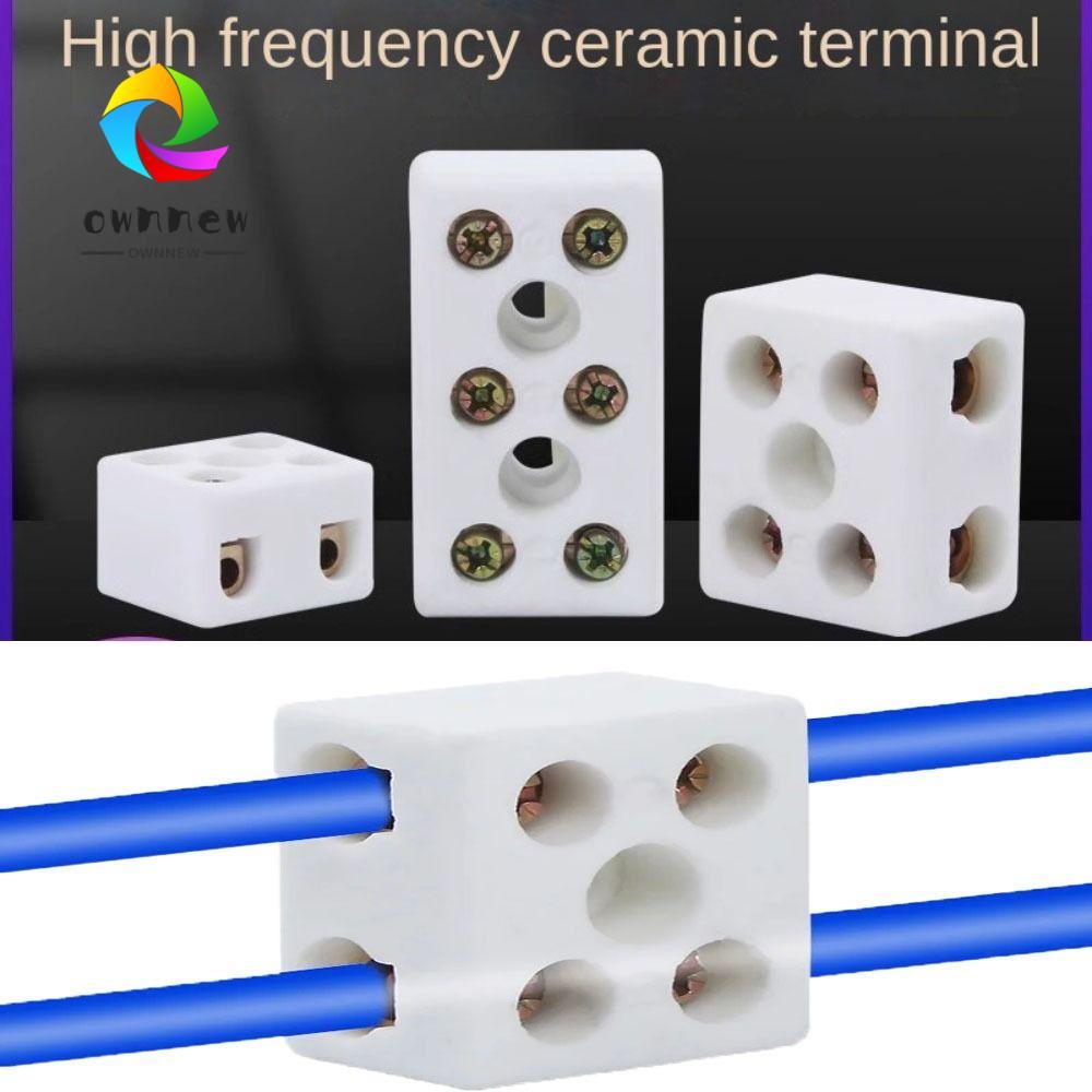 OWNNEW บล็อกเทอร์มินัลสายไฟเซรามิก, 2 In 2 Out ขั้วต่อสายไฟสกรูไฟฟ้า, 1 In 1 Out 250V บล็อกเทอร์มินัลมอเตอร์ขั้วต่อไฟฟ้าพอร์ซเลน