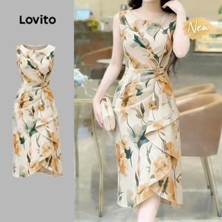 (New Arrival) Lovito Women Casual Dress Ruffle Asymmetrical Spring/summer Dress L196ED941