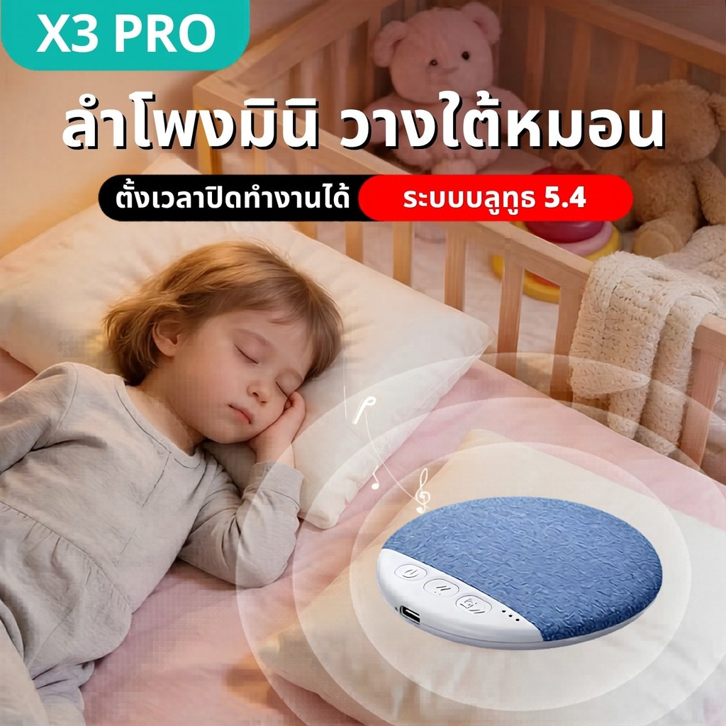 SYDNEY  ลำโพงบลูทูธ รุ่น X3 Pro ลำโพงใต้หมอน โหมดASMR ตั้งเวลาปิดได้ Type-C Bluetooth pillow speaker for sleep