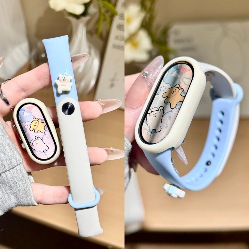 สายนาฬิกาแบบสปอร์ตสําหรับ Xiaomi Mi Band 10 9 8 NFC สายคล้องคอสร้อยข้อมือซิลิโคนกันน้ําอุปกรณ์เสริม
