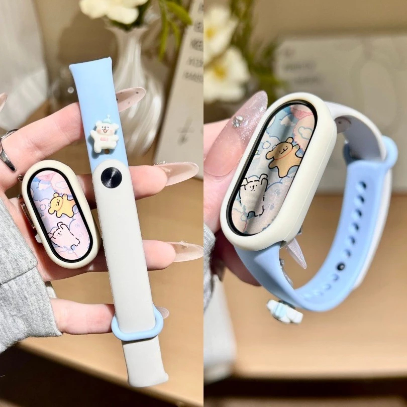 สายนาฬิกาแบบสปอร์ตสําหรับ Xiaomi Mi Band 10 9 8 NFC สายคล้องคอสร้อยข้อมือซิลิโคนกันน้ําอุปกรณ์เสริม
