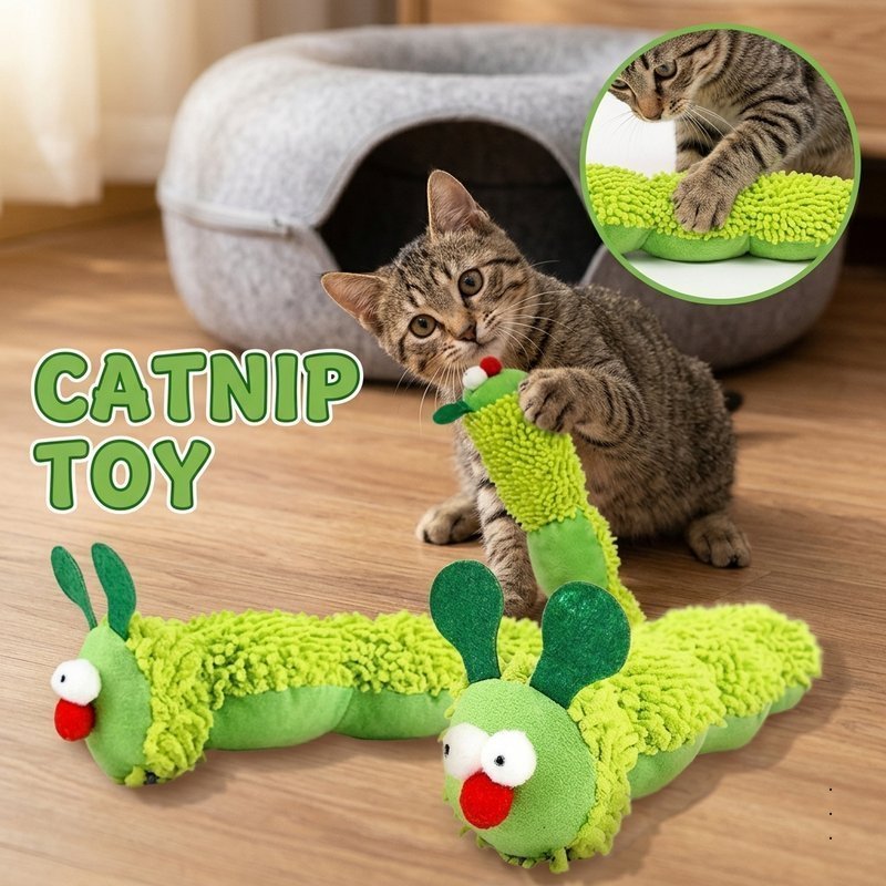 Caterpillar Plush Catnip ของเล่นแมวกัดทน Calming ความวิตกกังวลบรรเทาหมอน Untuk ลูกแมวแมว