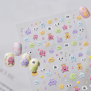 HAMA 5D นูนสตรอเบอร์รี่เล็บสติกเกอร์น่ารักการ์ตูน 3D ผลไม้เล็บ Decals ฤดูร้อนหวานโบว์ดอกไม้ Self-Adhesive ตกแต่งเล็บ