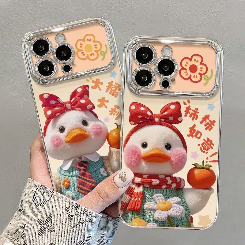 เคสโทรศัพท์ลายเป็ดน่ารัก ใช้ได้กับ iPhone 11/12/13/14/15 Pro/17/16 Pro Max, X/MAX/XR, 7/8 Plus เคสโทรศัพท์คุณภาพสูง