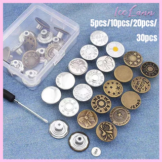 30pcs กระดุมปรับขนาดเอวแบบไม่ต้องใช้ตะปู กระดุมยีนส์แบบไร้ตะเข็บ ปรับขนาดเอวได้โดยไม่ต้องเจาะรู
