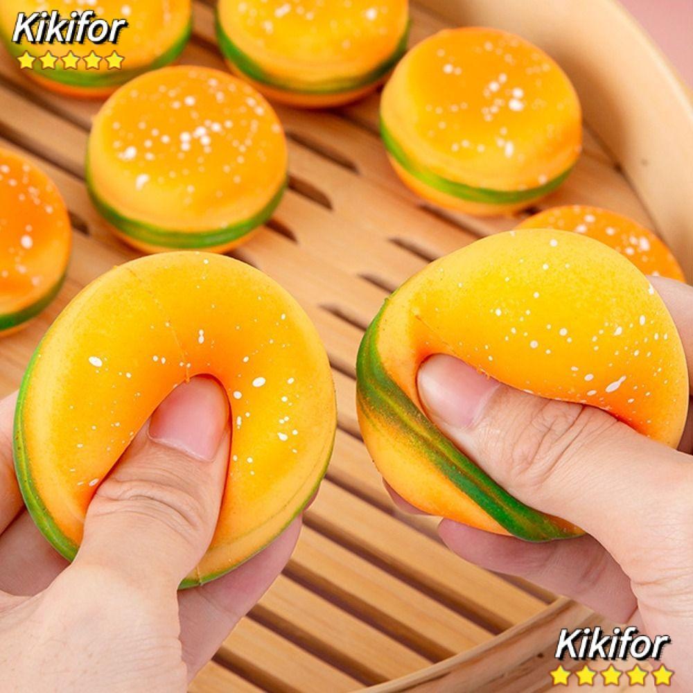KIKIFOR ของเล่นหยิก, แฮมเบอร์เกอร์ช้า Rebound Fidget ของเล่น, ความเครียดนุ่ม TPR อาหารอร่อยจําลองแฮมเบอร์เกอร์เด็ก