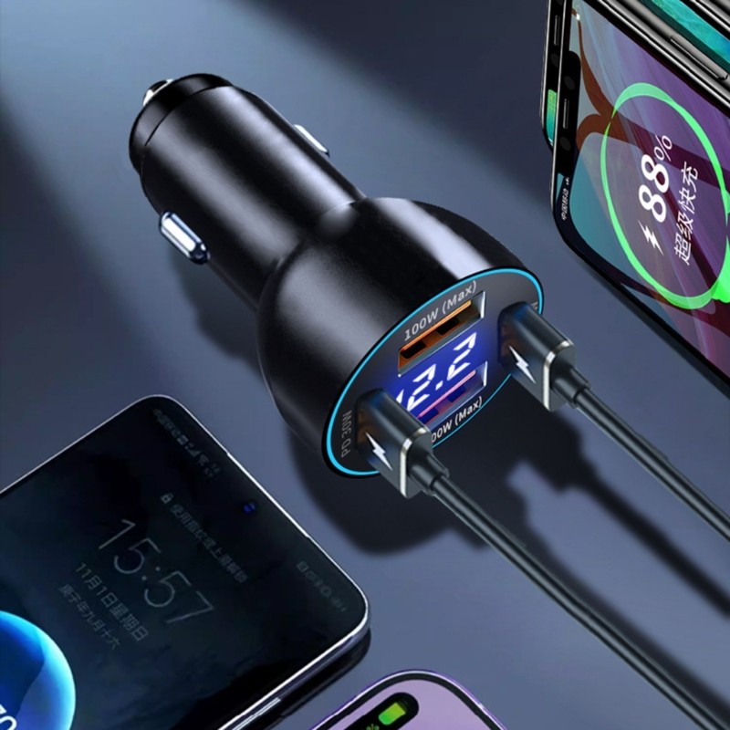 Yoo Multiports Car Charger 30W Type C 100W USB รองรับ PD3 0 QC4 0 PPS Fast Charging สําหรับยานพาหนะเ