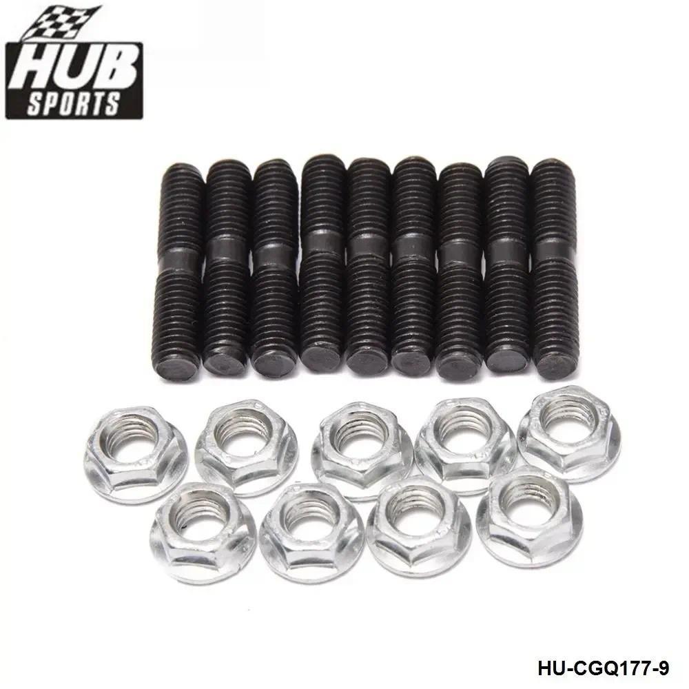 HU   - 9 x Turbo Stud & Lock Nut Kit M8x1.25 for Nissan Silivia Ball Bearing GT28R GT30R HU-CGQ178
