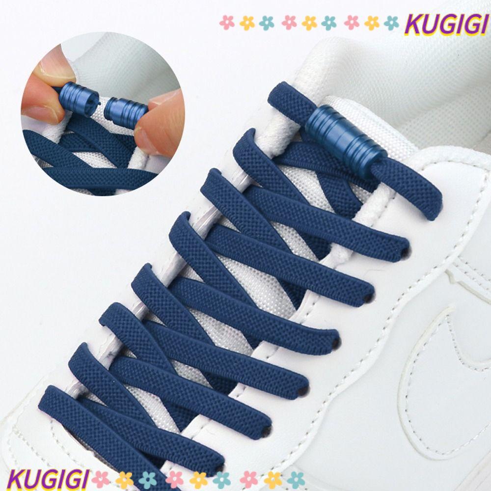 KUGIGI No Tie Shoelaces, Locked Metal Lock Laces, Creative Man Women รองเท้าผ้าใบ Quick Shoelaces อุปกรณ์รองเท้า