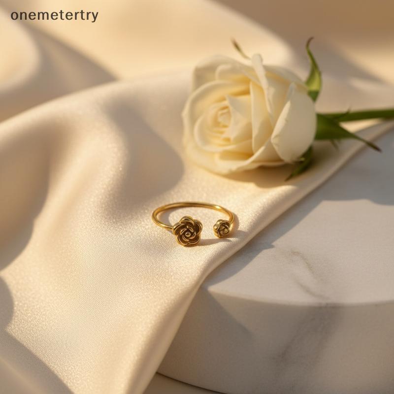 Onem แฟชั่น Gold Rose ชุดเครื่องประดับผู้หญิง Nelace พร้อมแหวนดอกไม้เหมาะสําหรับวันเกิด n