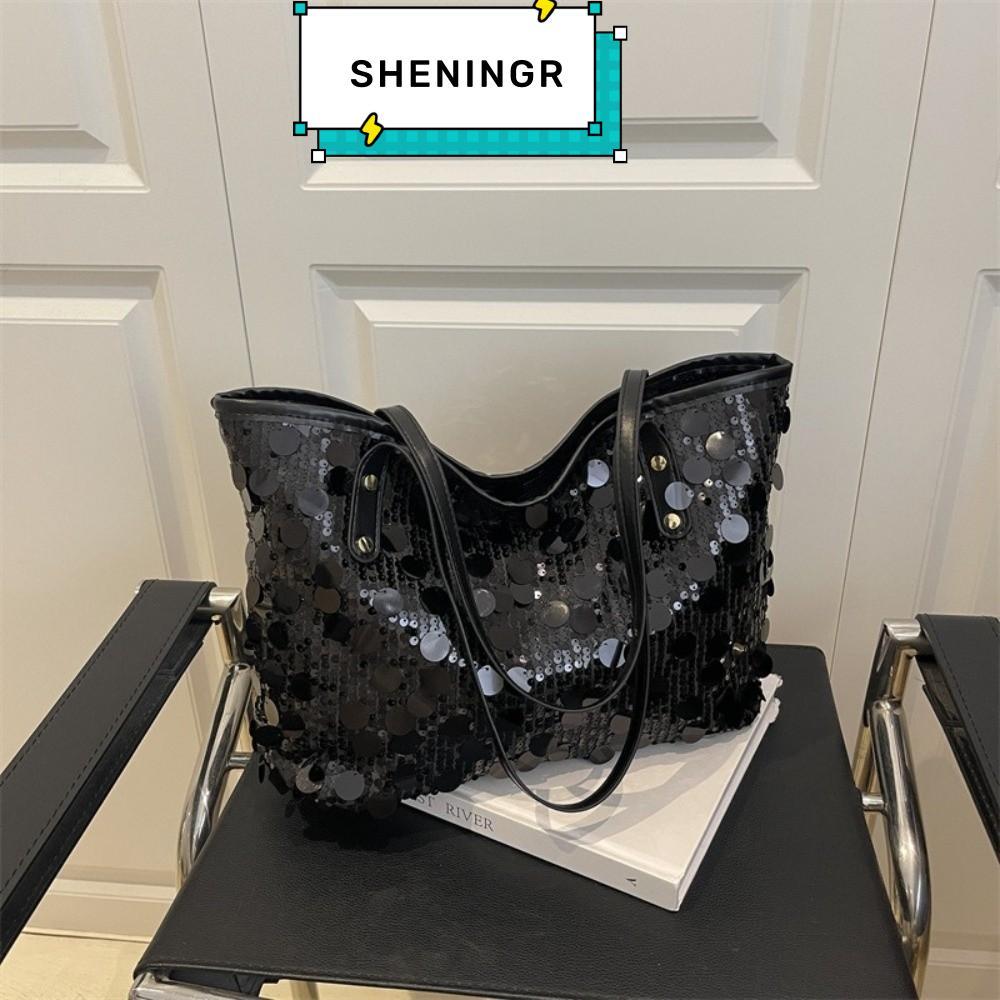 SHENING5R เลื่อมเย็นกระเป๋ามือ,หรูหราขนาดใหญ่ความจุGlitterคลัทช์,อเนกประสงค์ประกายสีทึบผู้หญิงToteกระเป๋าชุดราตรี