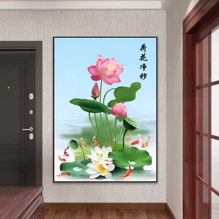 💦ครัวห้องน้ําห้องครัวโลตัสปลาคาร์พประตูห้องน้ํา Town House Lotus เก้าปลาสติกเกอร์น้ํากันน้ํา Self-กาวสติกเกอร์ TRI6