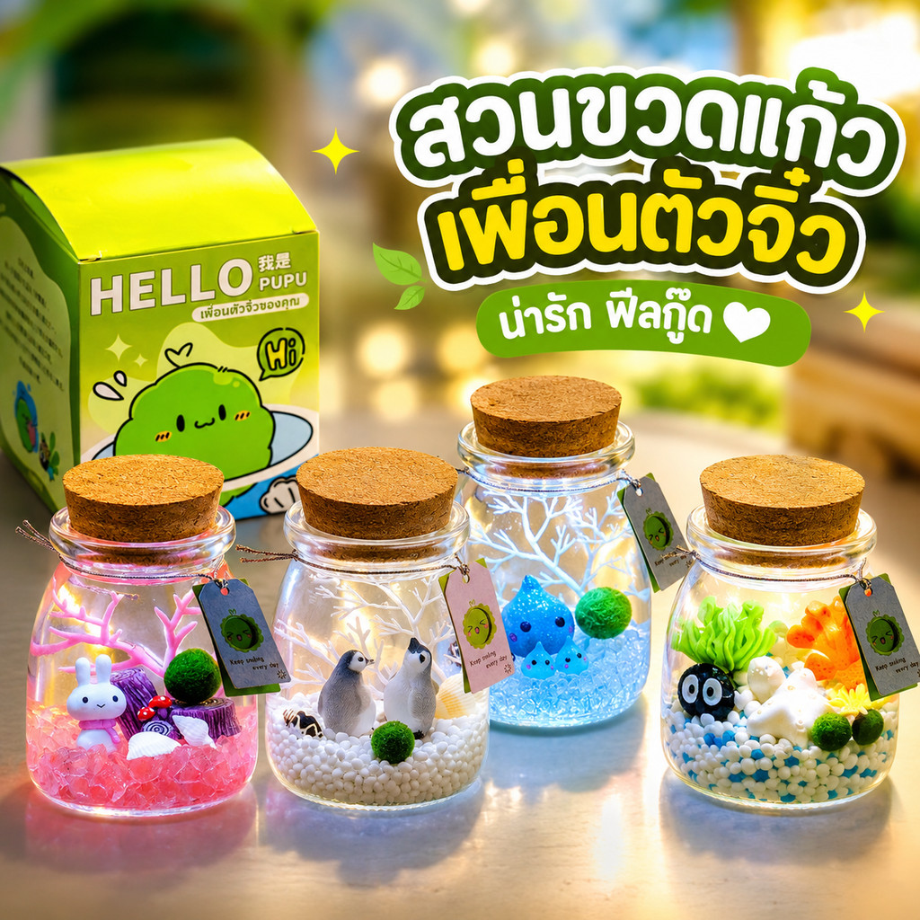 COD มอสบอล มาริโมะ Marimo เซ็ทพร้อมขวดแก้ว เหมาะสำหรับให้เป็นของขวัญสำหรับคนที่รัก