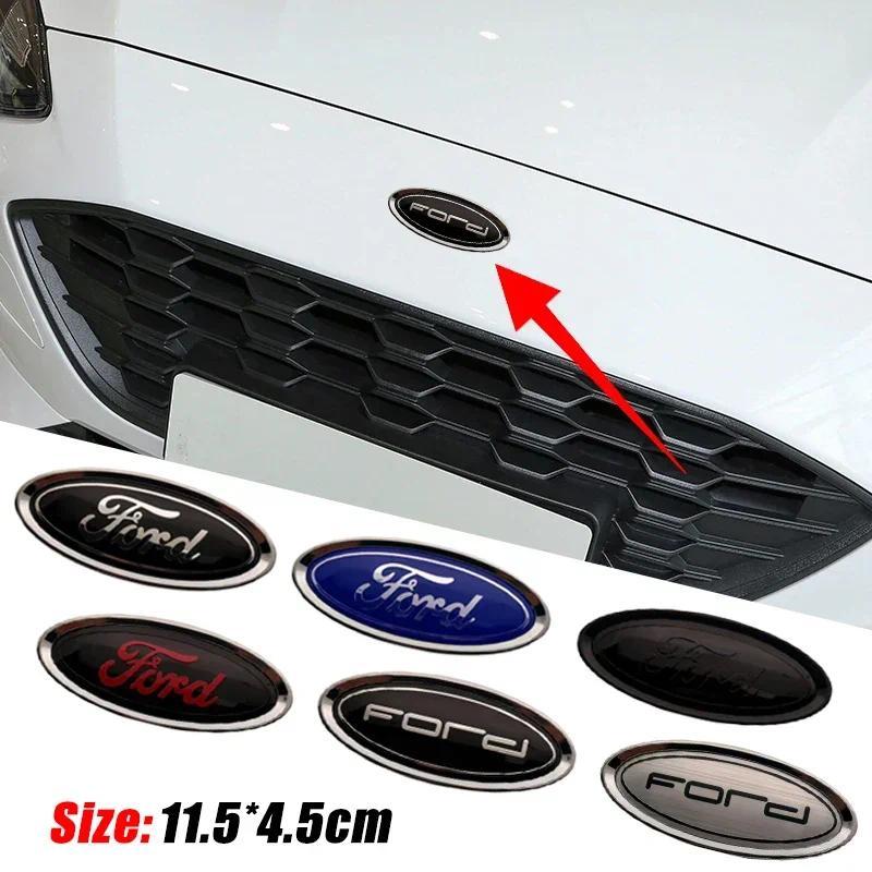 11.5x4.5 ซม.รถฝากระโปรงหน้าสัญลักษณ์ด้านหลังTrunk Tailgateสติกเกอร์สําหรับFord Badge Fiesta Ranger Mondeo Fusion Escape Kuga Edge Focus 2