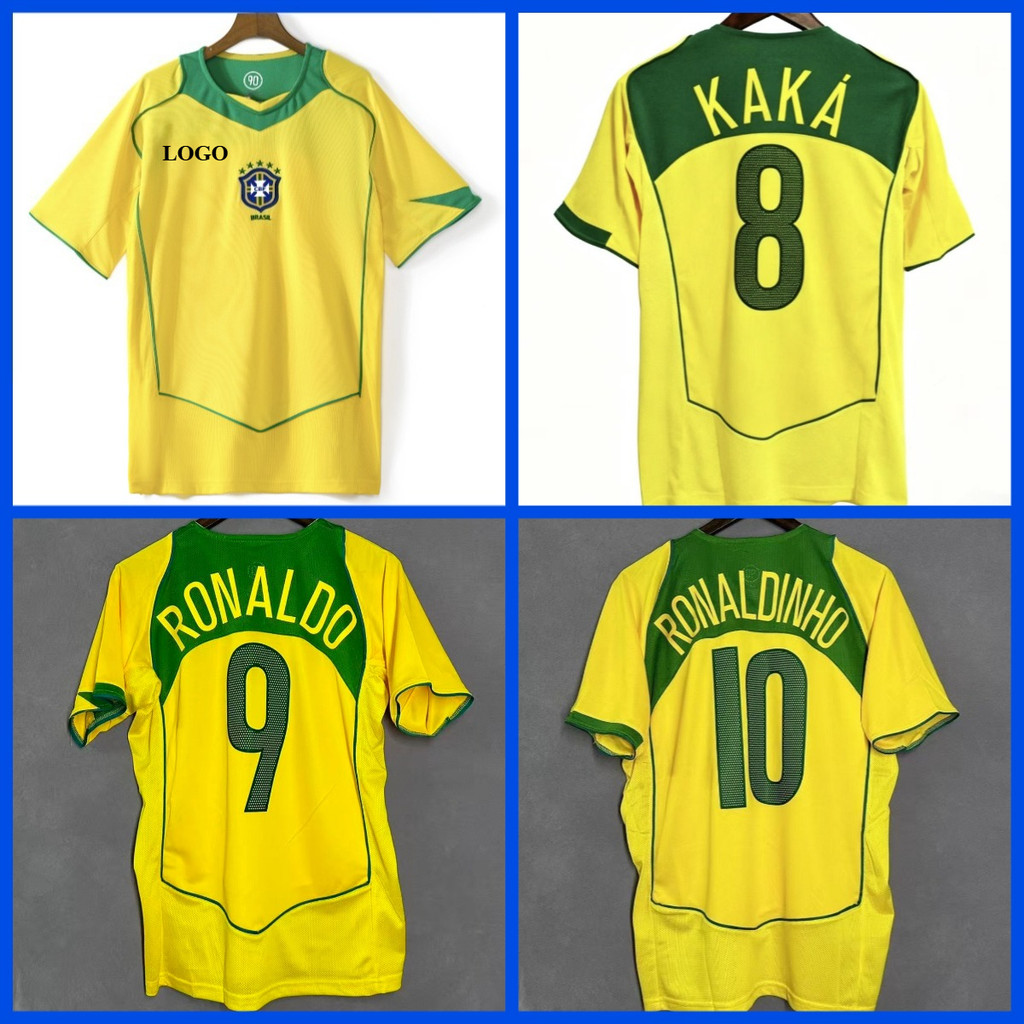 2004 Brazil Home retro High quality shirts with short sleeves
