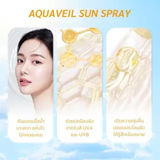 FEALI AQUAVEIL SUN SPRAY อะควาเวล ซัน สเปรย์ กันแดดสเปรย์ SPF50+PA+++90 มล. ช่วยกันแดด รังสีUVAและUVB กันน้ำกันเหงื่อ
