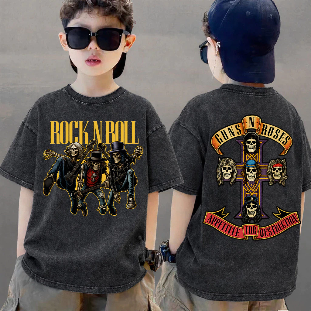 COD 2026 สินค้าใหม่ ทรงหลวม คอกลม เสื้อเด็ก kids Distressed T-shirt ผ้าฝ้าย เด็กชาย เสื้อผ้าเด็ก t-shirt Q370
