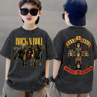 COD 2026 สินค้าใหม่ ทรงหลวม คอกลม เสื้อเด็ก kids Distressed T-shirt ผ้าฝ้าย เด็กชาย เสื้อผ้าเด็ก t-shirt Q370