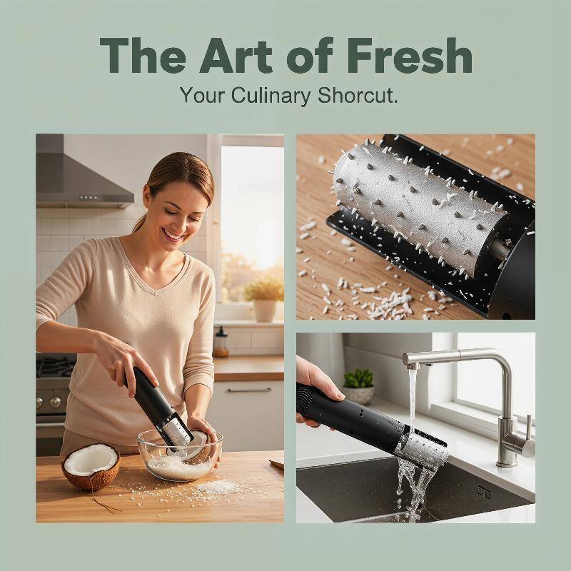 Alittlesearch11 Home Kitchen เครื่องมือกําจัดเนื้อมะพร้าวไฟฟ้าพร้อมเทคโนโลยีป้องกันน้ํากระเซ็น TH