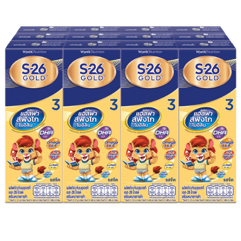 เอส26โกลด์โปรเกรส3 นมยูเอชทีรสจืด 180มล แพค 12 S26 Gold Progress3 UHT Milk Plain 180ml Pack 12 [8850125097292 ]