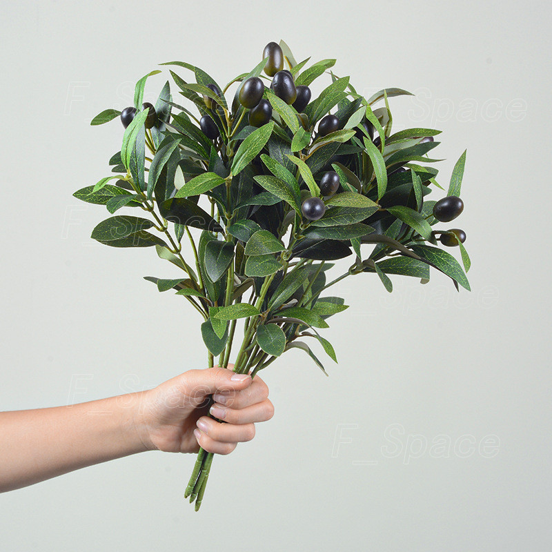 พืชประดิษฐ์ Olive Greenery สาขาผลไม้ Pokok Hiasan Home Office Garden Deco Bilik Hari Raya Puasa