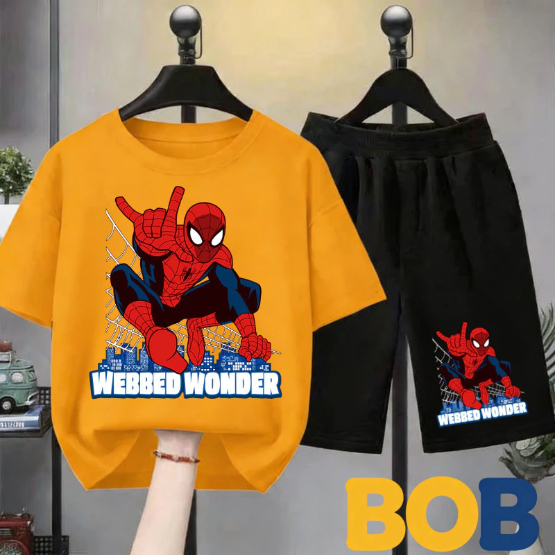 【จัดส่งไทย】2ชิ้น TM ชุดเด็กผู้ชาย Spiderman ชุดสั้น เนื้อ TC ใส่สบาย ไม้ยับ ชุดนอนเด็ก ชุดบ้าน สวยทันสมัย 3-10 ปี#45