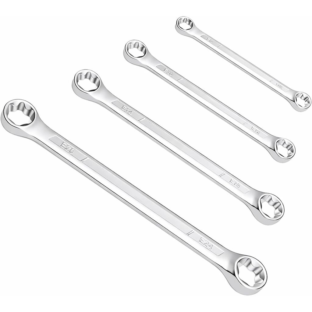 ชุดประแจ E Torx, ประแจ Torx ปลายกล่องคู่, E6-E24 (E6xE8, E10xE12, E14xE18,E20xE24) มืออาชีพ ยานยนต์ 