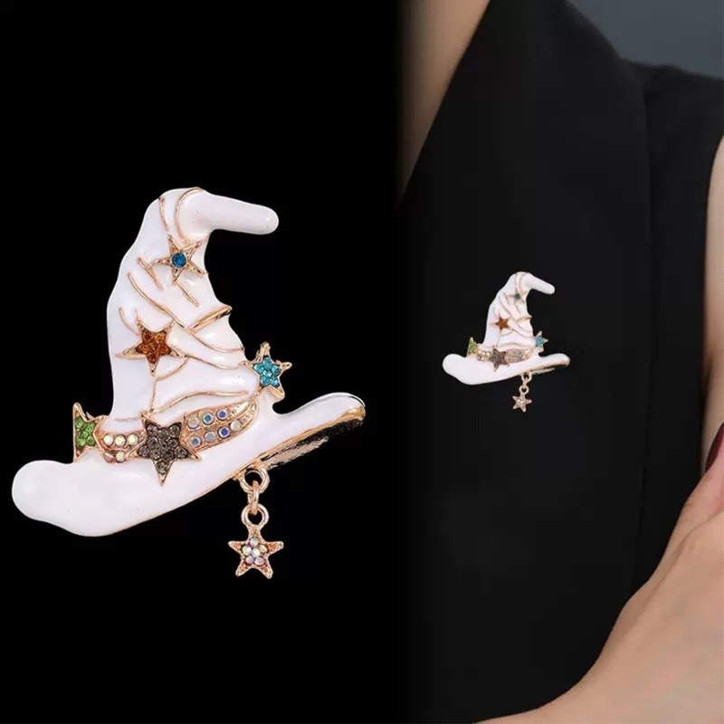 Vintage Wizard Hat Brooch Alloy Pin Gothic Halloween Jewelry Accessories