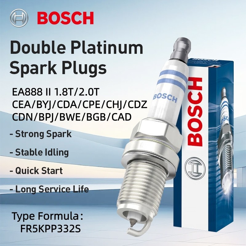 หัวเทียนแพลทินัมสองเท่าของ Bosch แพ็คเดี่ยว Fit EA 888 II Audi 2.0 A4/a6/Q5 Volkswagen Magotan/พาสัต