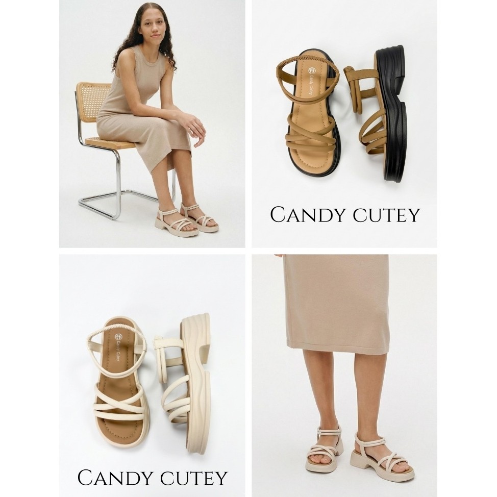 Candy Cutey รองเท้าแตะรัดส้น โดดเด่นด้วยดีไซน์สายรัดหน้าเท้าแบบไขว้ที่ให้ลุคที่ดูทันสมัยและโฉบเฉี่ยว