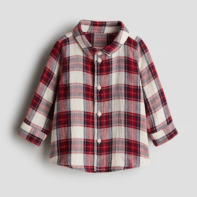 เสื้อคริสต์มาสสีแดงของแท้สําหรับเด็ก H&M ขนาด 18m ถึง 3y